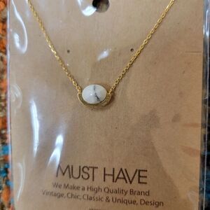 NWT Must Have White Stone Bead Pendant Necklace